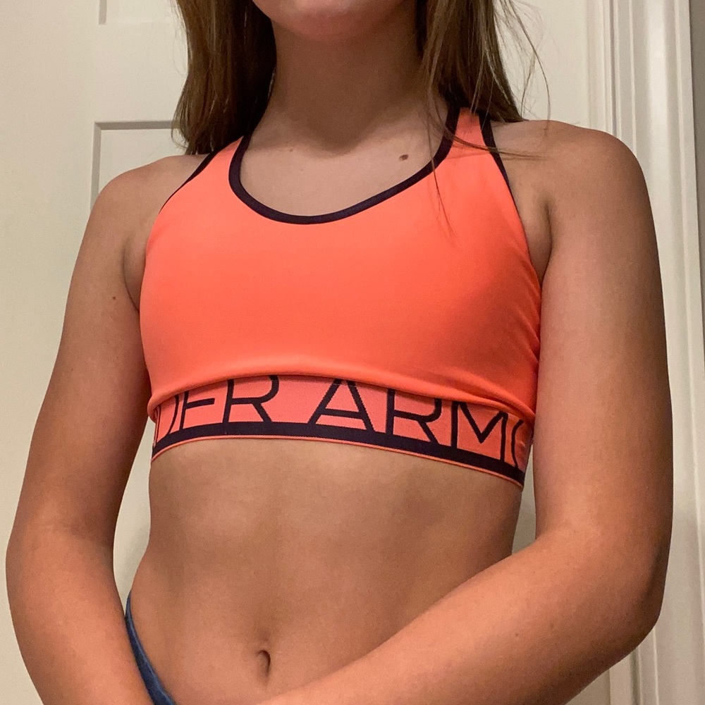 neon under armour sports bra